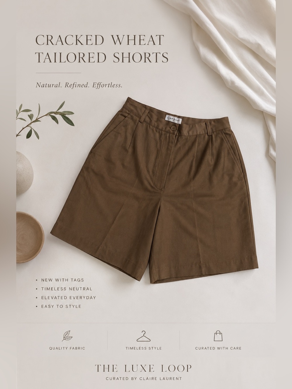 Cracked Wheat Women's Tailored Shorts - Brown
